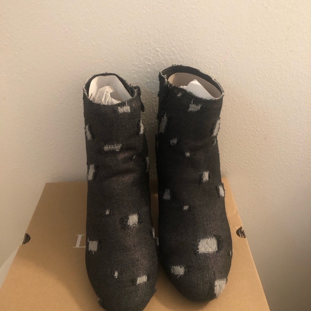 Kids Distressed Black Fabric Ankle Boots
